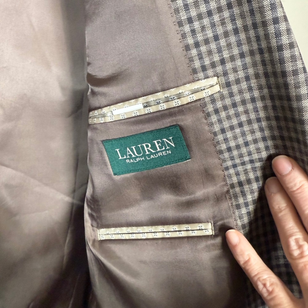 Lauren Ralph Lauren Brown Checkered Polyester Blend Sport Jacket/Blazer 46L - Picture 4 of 13